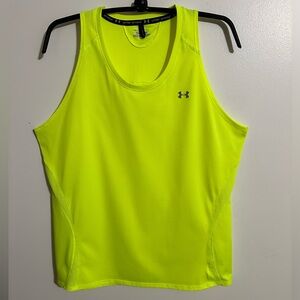 Under Armour Heat Gear Neon Yellow Pinhole Mesh Sleeveless Tank, Size L